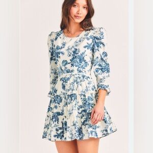 LoveShackFancy Lienzo Mini Dress in China Blue